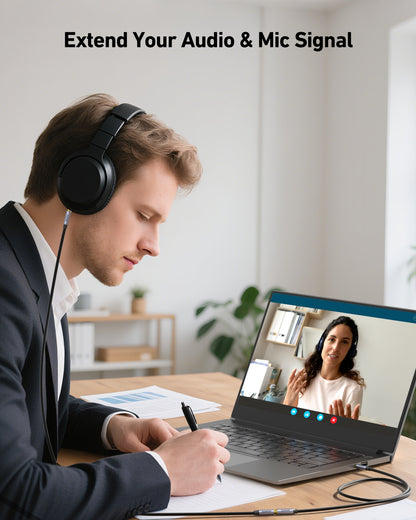 BENFEI 421GY 3M 3.5mm Male to Female AUX Extension Cable, TRRS 4-Pole Stereo Audio Jack Cord for Headphones, Microphone, Smartphones, PC, Laptop, Speakers