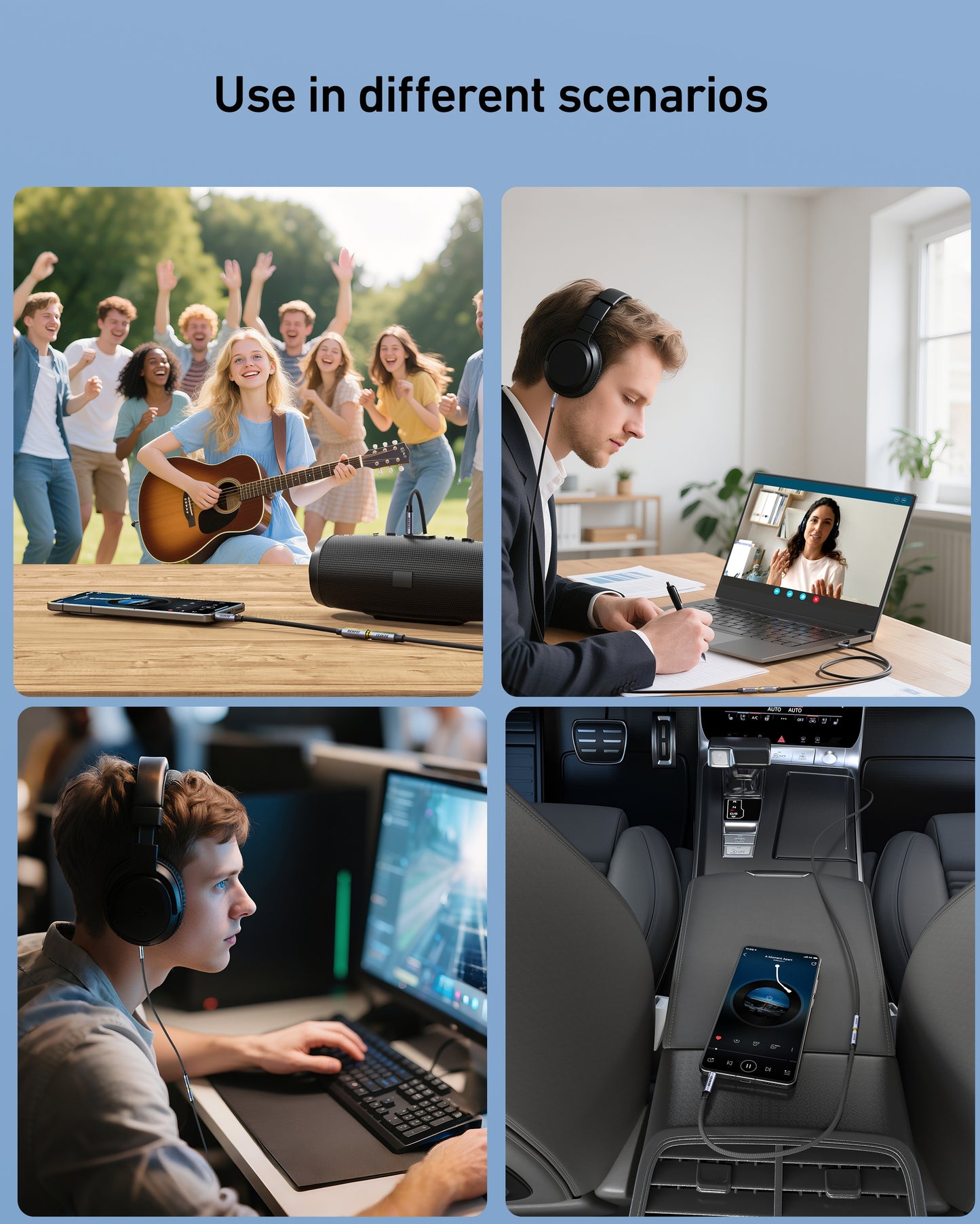 BENFEI 421GY 5M 3.5mm Male to Female AUX Extension Cable, TRRS 4-Pole Stereo Audio Jack Cord for Headphones, Microphone, Smartphones, PC, Laptop, Speakers