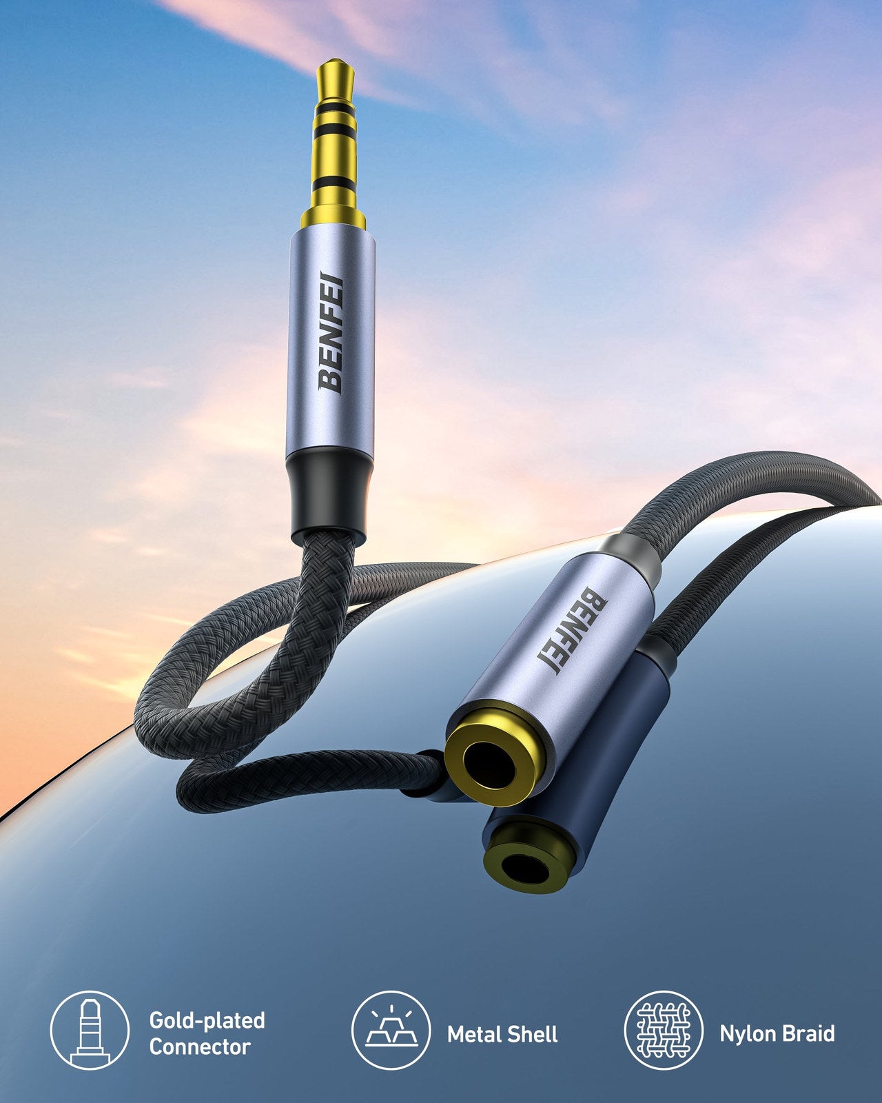 BENFEI 421GY 5M 3.5mm Male to Female AUX Extension Cable, TRRS 4-Pole Stereo Audio Jack Cord for Headphones, Microphone, Smartphones, PC, Laptop, Speakers - SuperSaverAU - view 4