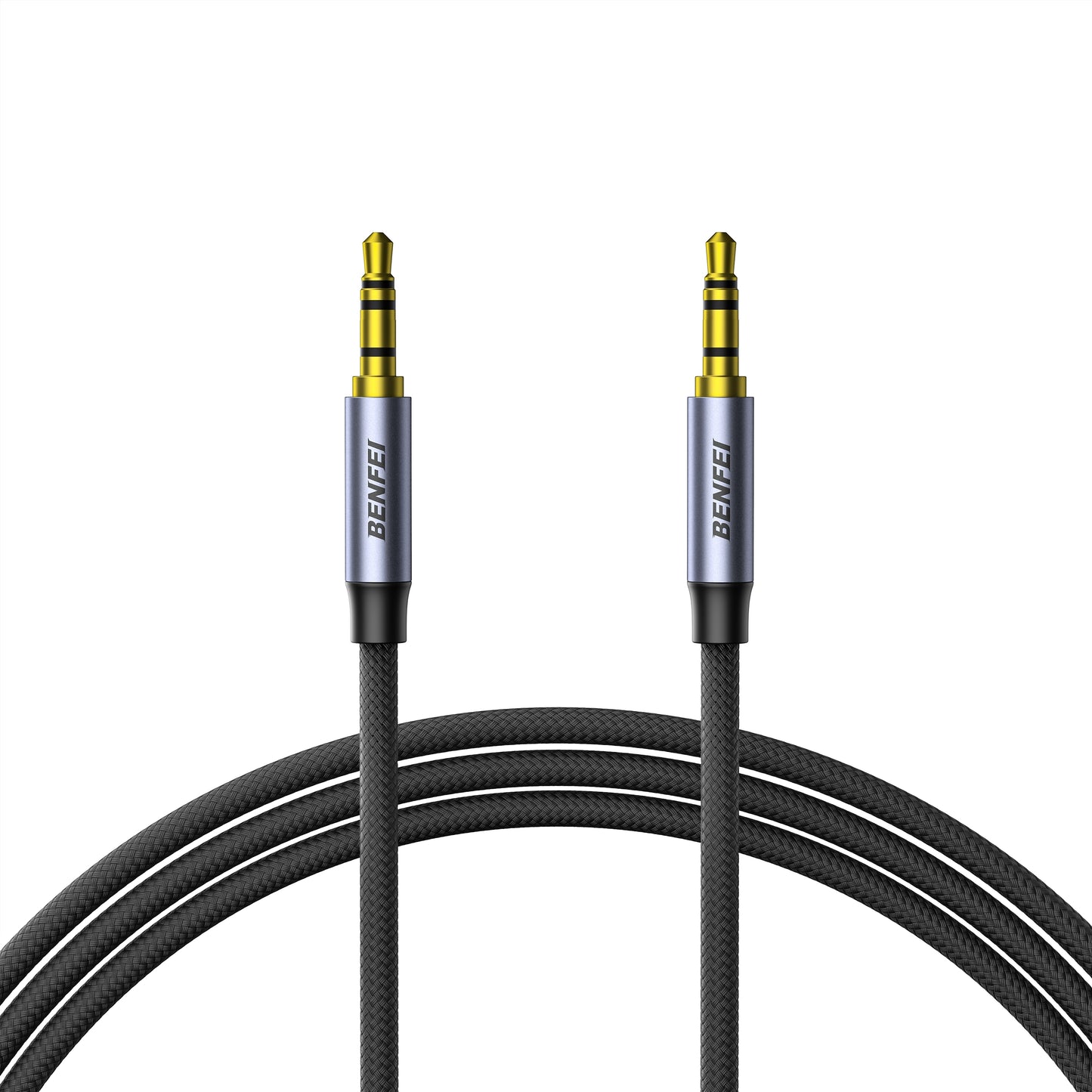 BENFEI 427GY 3M 3.5mm TRRS Male to Male Audio Cable, 4-Pole Stereo Mic Aux Cable, Nylon Braided Headphone Jack Cord