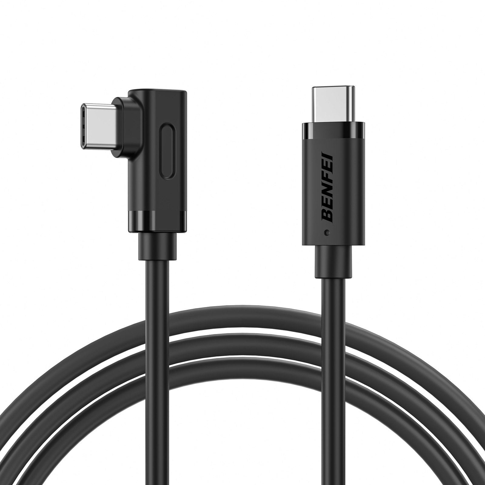 BENFEI 428BK-1M USB C to Right Angle USB C Cable , 90-dgree Angled USB 2.0 Type C Charger Cable, 3A Fast Charging & 480Mbps Data Sync, Durable PVC - SuperSaverAU - view 1
