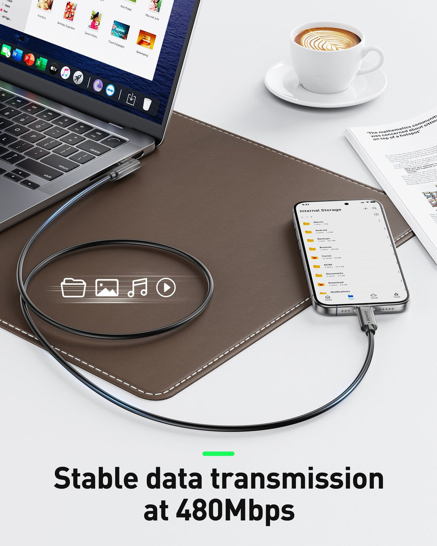 BENFEI 428BK-3M USB C to Right Angle USB C Cable , 90-dgree Angled USB 2.0 Type C Charger Cable, 3A Fast Charging & 480Mbps Data Sync, Durable PVC - SuperSaverAU - view 3
