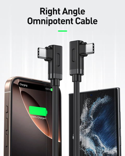 BENFEI 429BK-2M Right Angle USB C Cable 90-Degree, USB 2.0 Type C Charger Cable 3A Fast Charging, Nylon Braided USB-C to USB-C Cord - SuperSaverAU - view 2