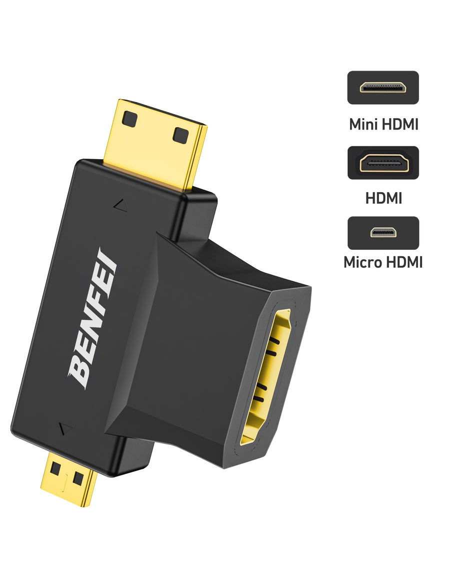 BENFEI 434BK Micro HDMI + Mini HDMI male to HDMI female Adapter - SuperSaverAU - view 2