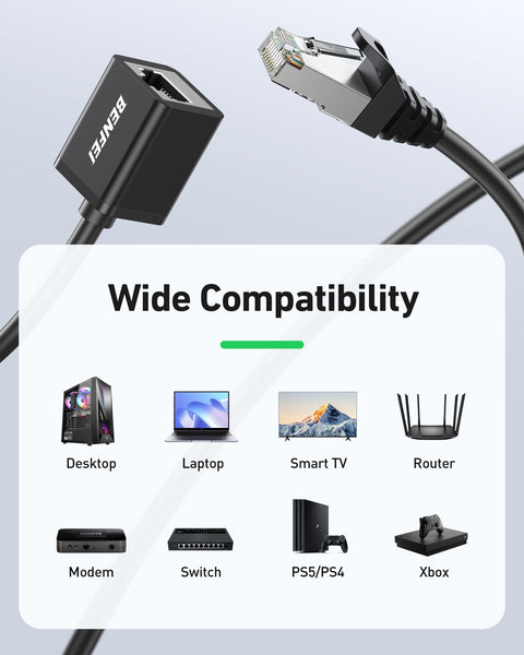 BENFEI 435BK-1M RJ45 Extension Male/Female Patch cords Cat6 1000Mbps 1M - SuperSaverAU - view 4
