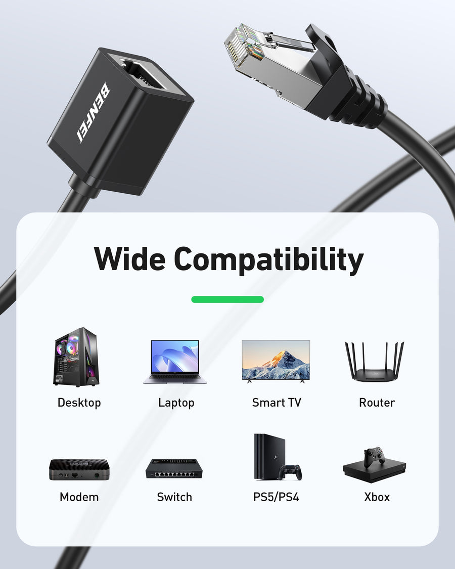 BENFEI 435BK-1M RJ45 Extension Male/Female Patch cords Cat6 1000Mbps 1M - SuperSaverAU - view 4