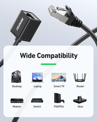 BENFEI 435BK-3M RJ45 Extension Male/Female Patch cords Cat6 1000Mbps 3M