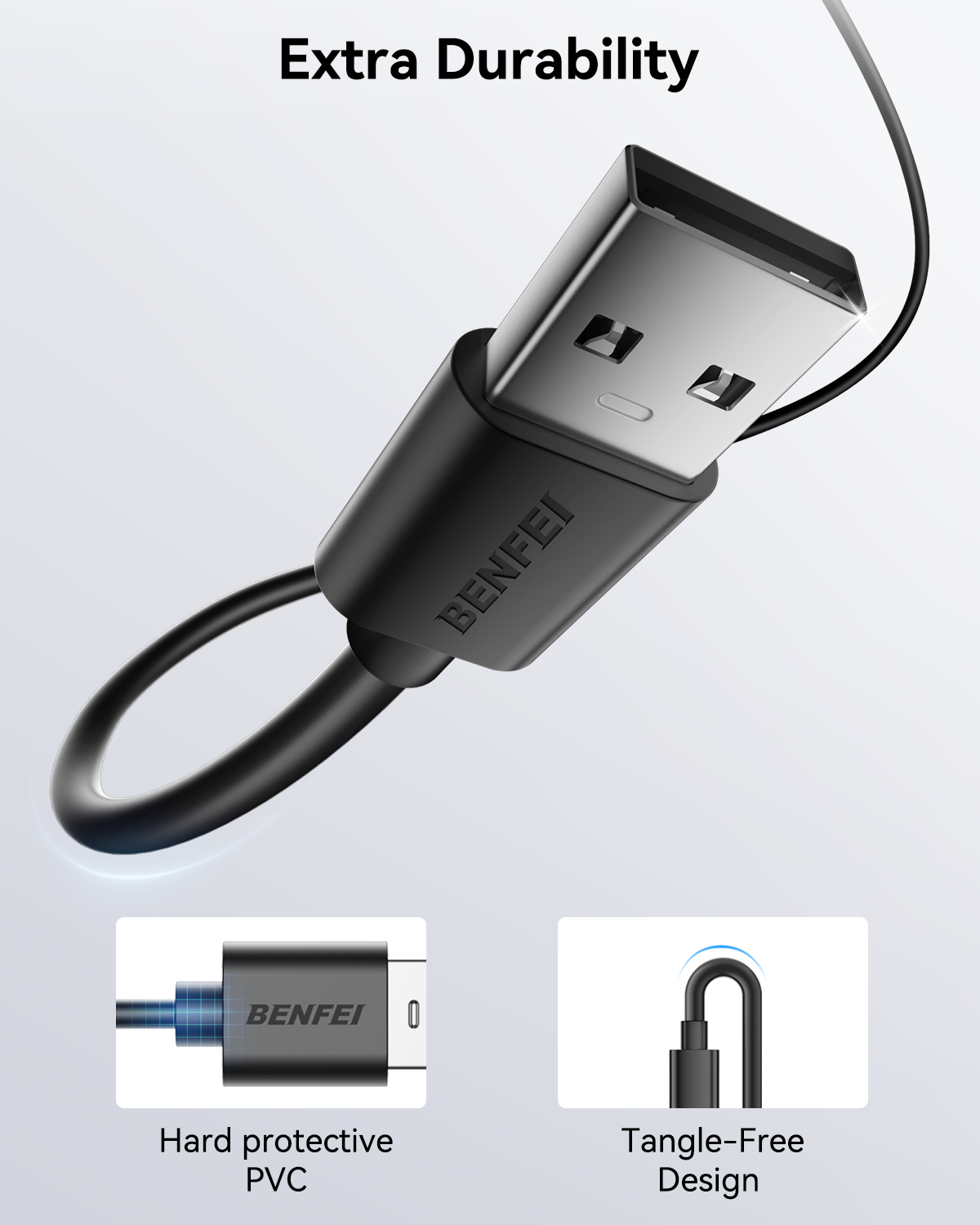 BENFEI 436BK-3M USB 2.0 Male to Micro USB Data Cable 3M - SuperSaverAU - view 2