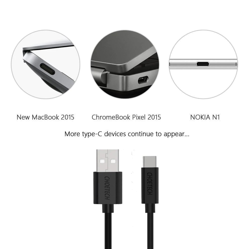 CHOETECH AC0004 USB-A to USB-C Charge & Sync Cable 3M Black - SuperSaverAU - view 3