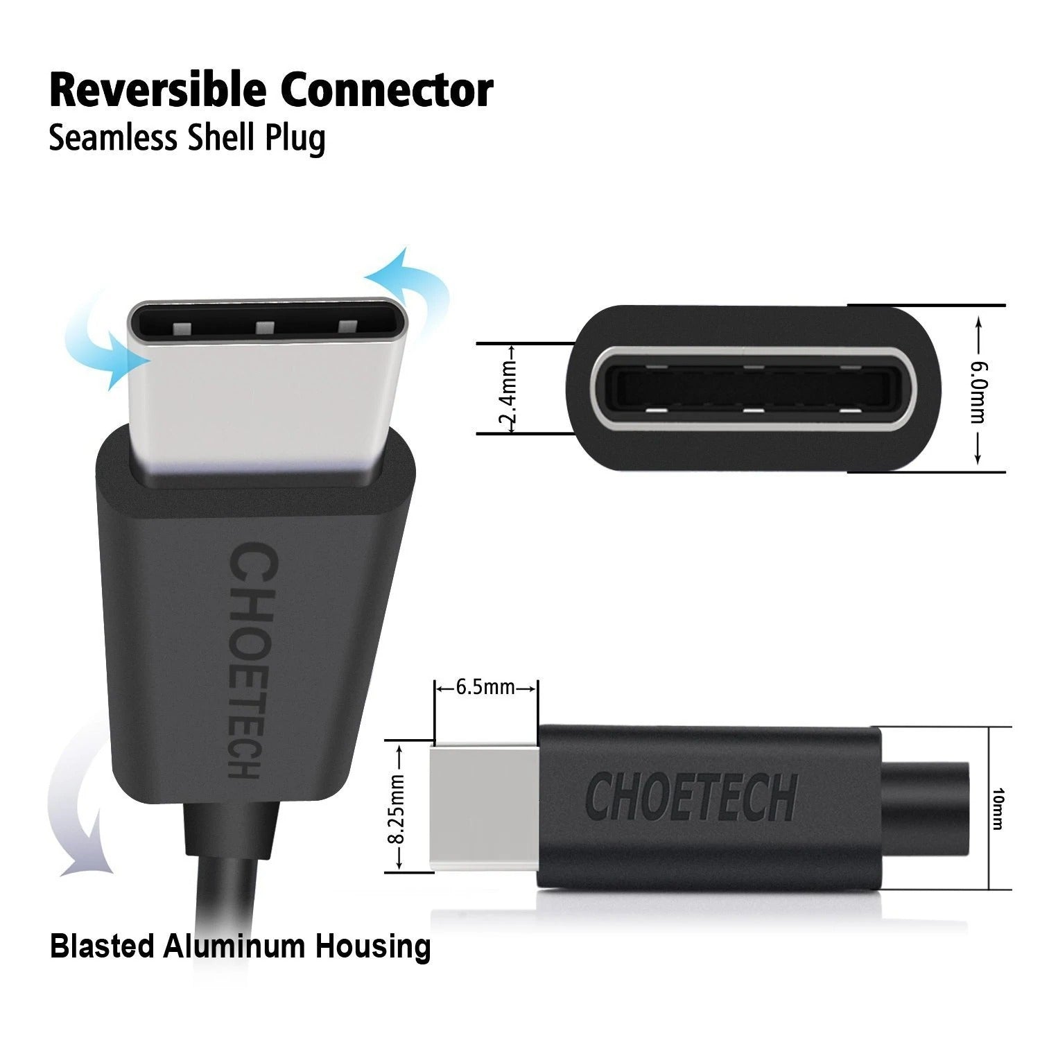 CHOETECH AC0004 USB-A to USB-C Charge & Sync Cable 3M Black - SuperSaverAU - view 6