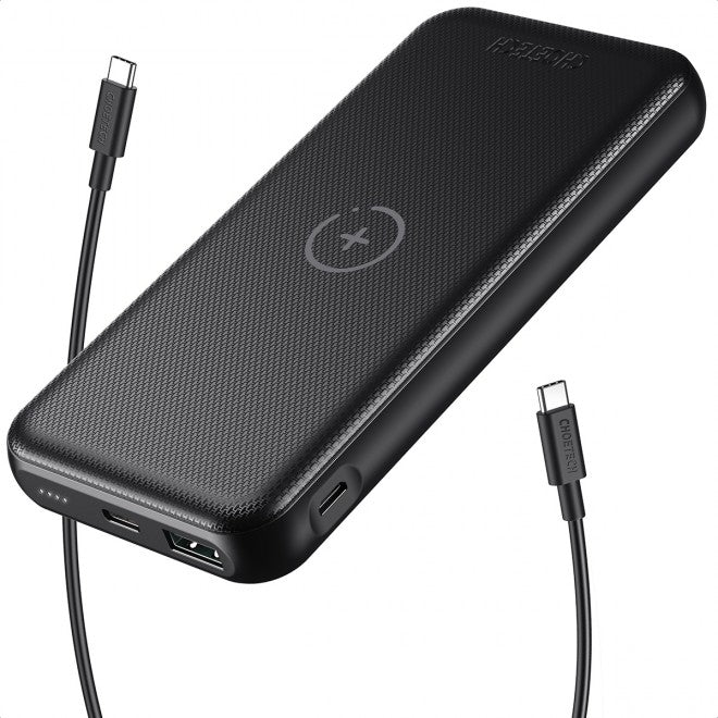 Choetech B650-CC 10000mAh Power Bank with Wireless Charging, USB-C & USB-A Ports Black