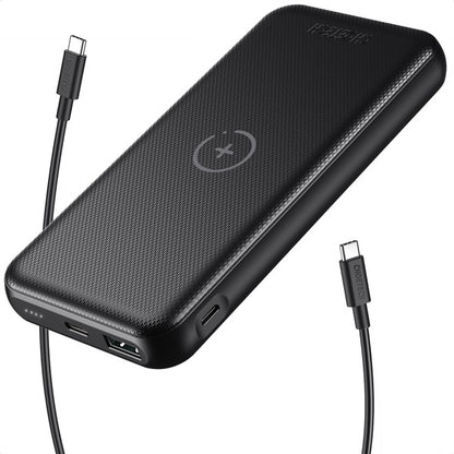 Choetech B650-CC 10000mAh Power Bank with Wireless Charging, USB-C & USB-A Ports Black
