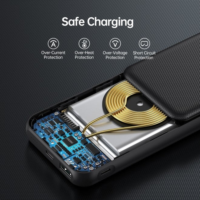 Choetech B650-CC 10000mAh Power Bank with Wireless Charging, USB-C & USB-A Ports Black