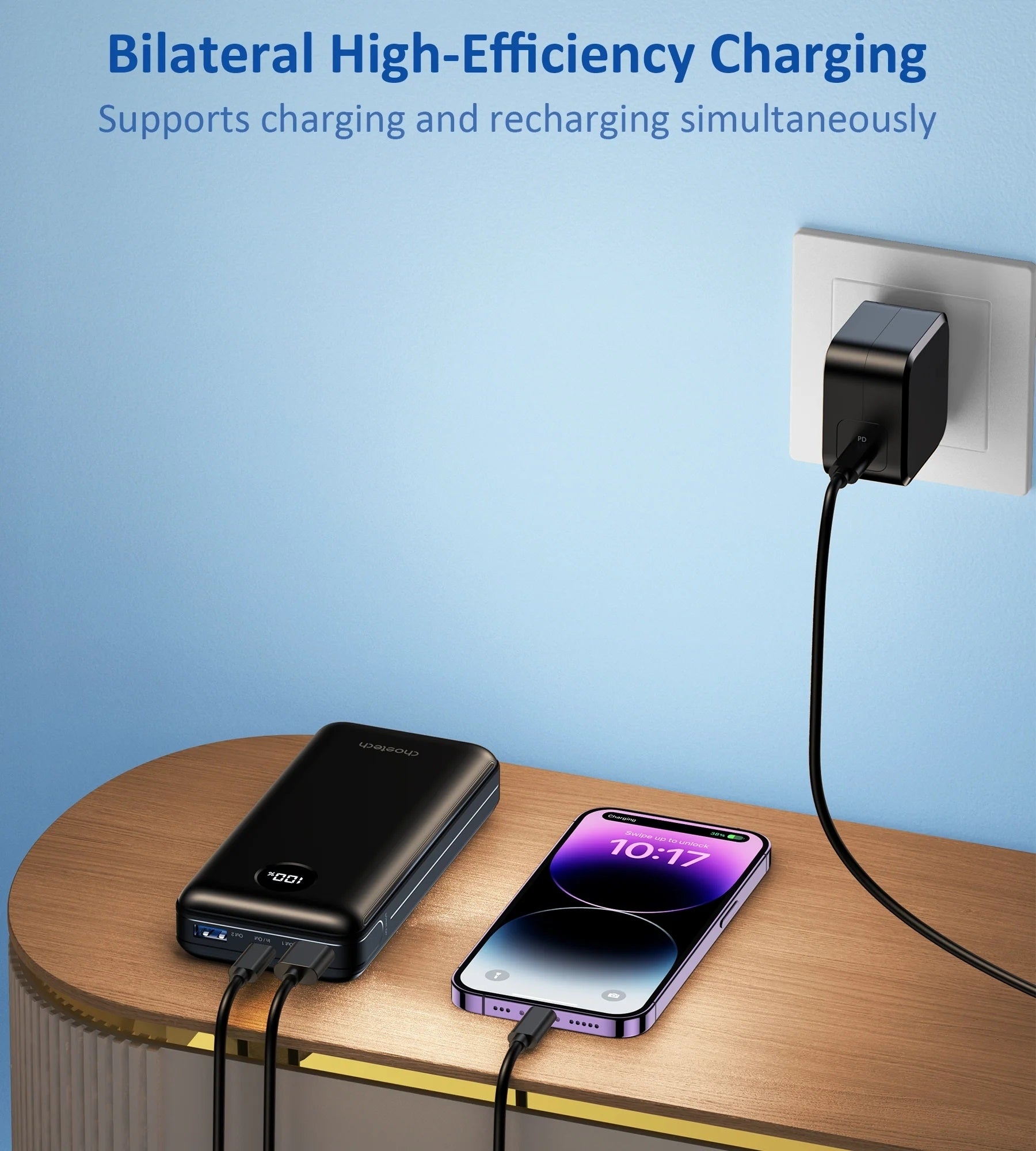 Choetech 20000mAh Portable Power Bank, USB-C 45W Fast Charging, 3 Ports - SuperSaverAU - view 8