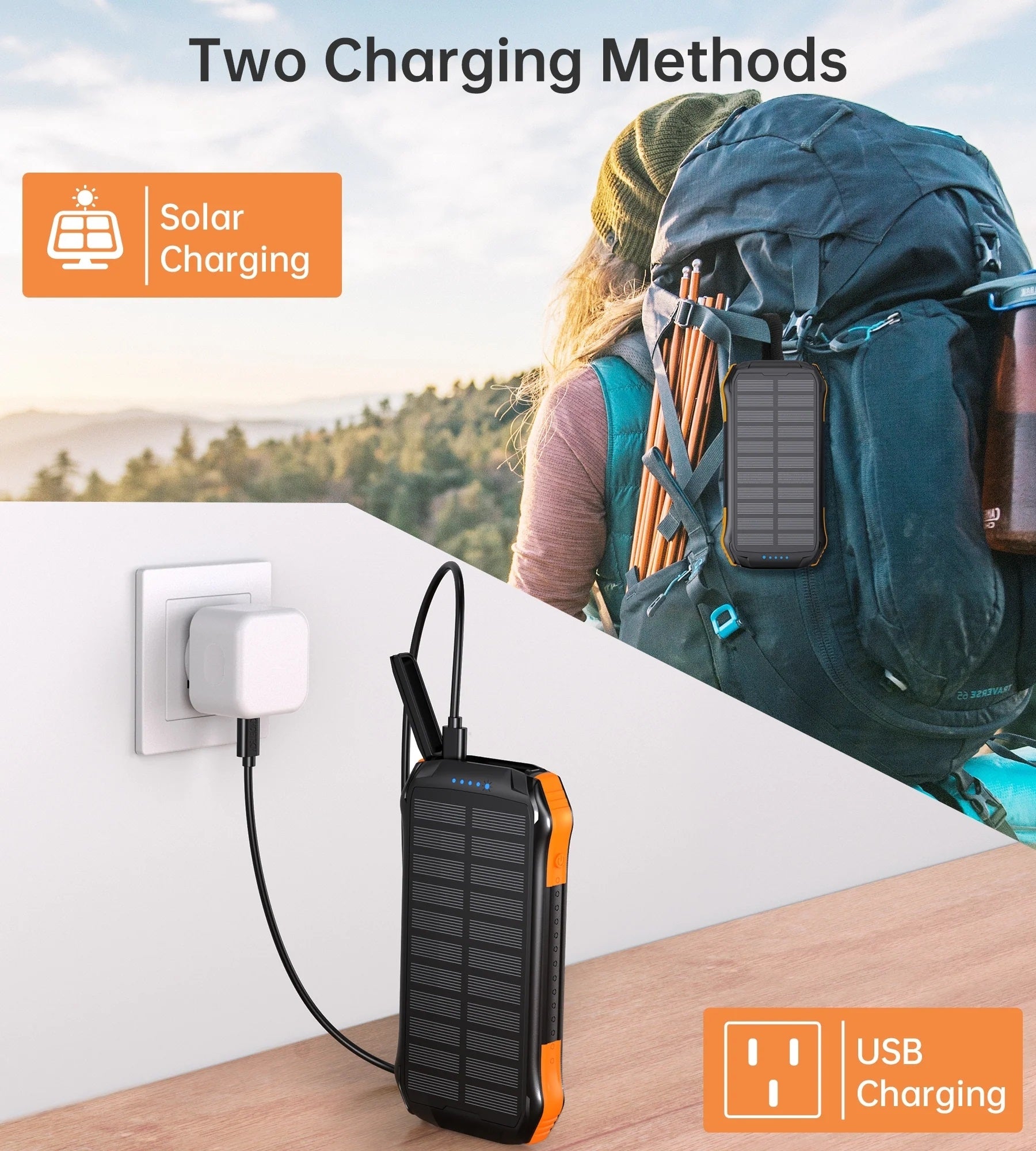 CHOETECH Solar Power Bank 20000mAh, USB-C, Qi Wireless, LED Flashlight - SuperSaverAU - view 9