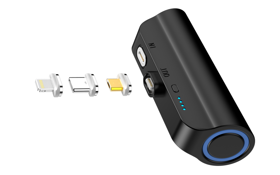 CHOETECH 3000mAh Mini Power Bank - Compact, LED Display, 3 Magnetic Connectors, Black - SuperSaverAU - view 1