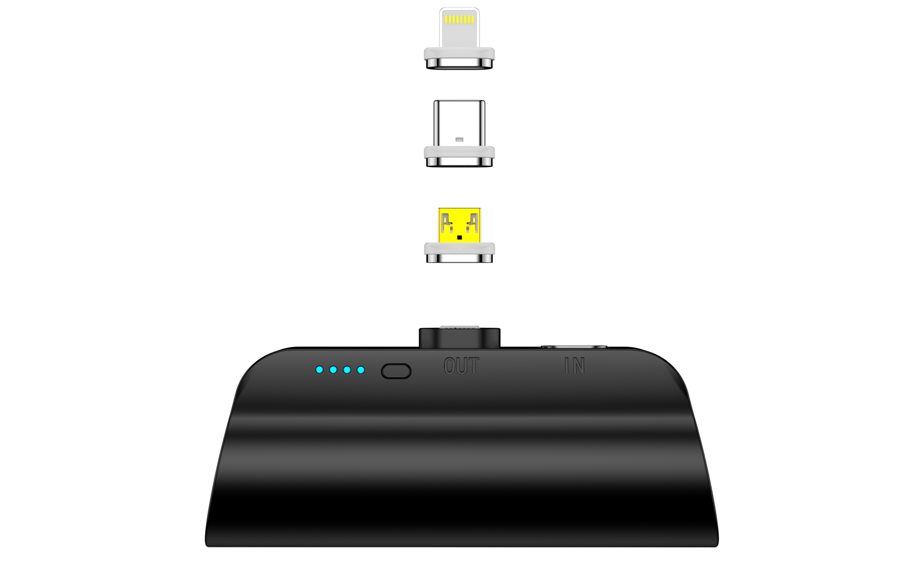 CHOETECH 3000mAh Mini Power Bank - Compact, LED Display, 3 Magnetic Connectors, Black - SuperSaverAU - view 2