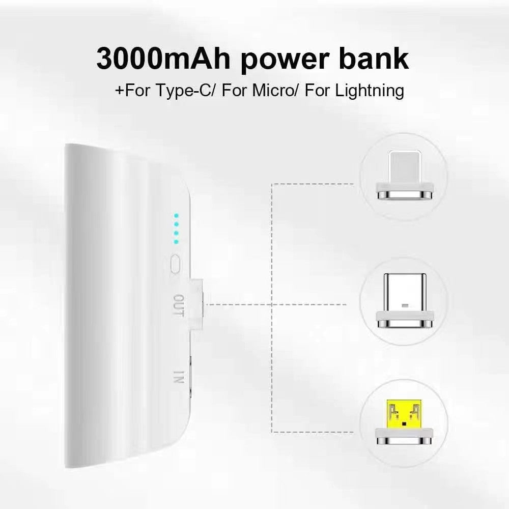 CHOETECH 3000mAh Mini Power Bank, Compact with LED Display & 3 Connectors, White - SuperSaverAU - view 2