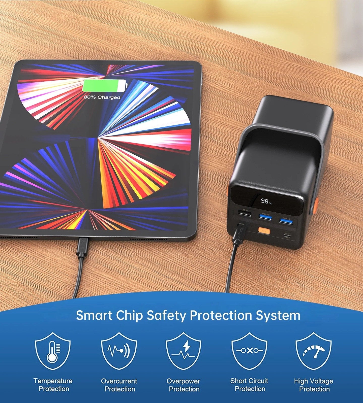 CHOETECH B664 50000mAh PD65W Power Bank with LED Flashlight LCD Display - SuperSaverAU - view 6
