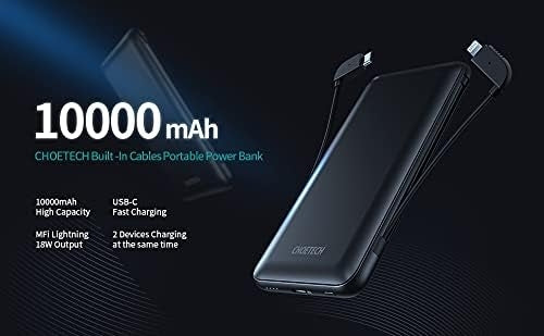 CHOETECH B688-BK 10000mAh MFi Certified PD18W Power Bank (with 2 cables) - SuperSaverAU - view 4