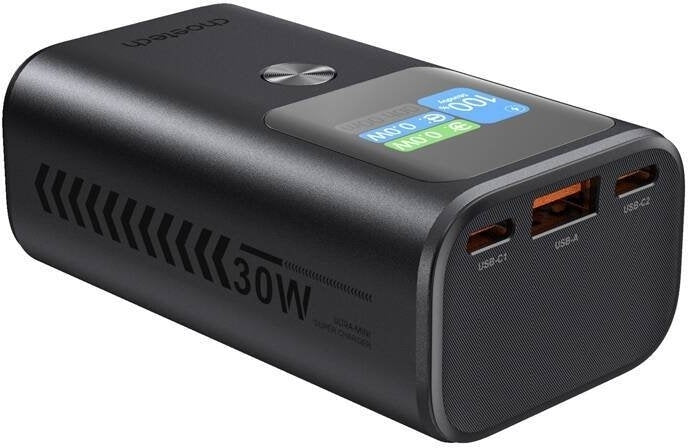 CHOETECH B701 10000mAh PD30W 3-Port Power Bank with TFT Display - Grey