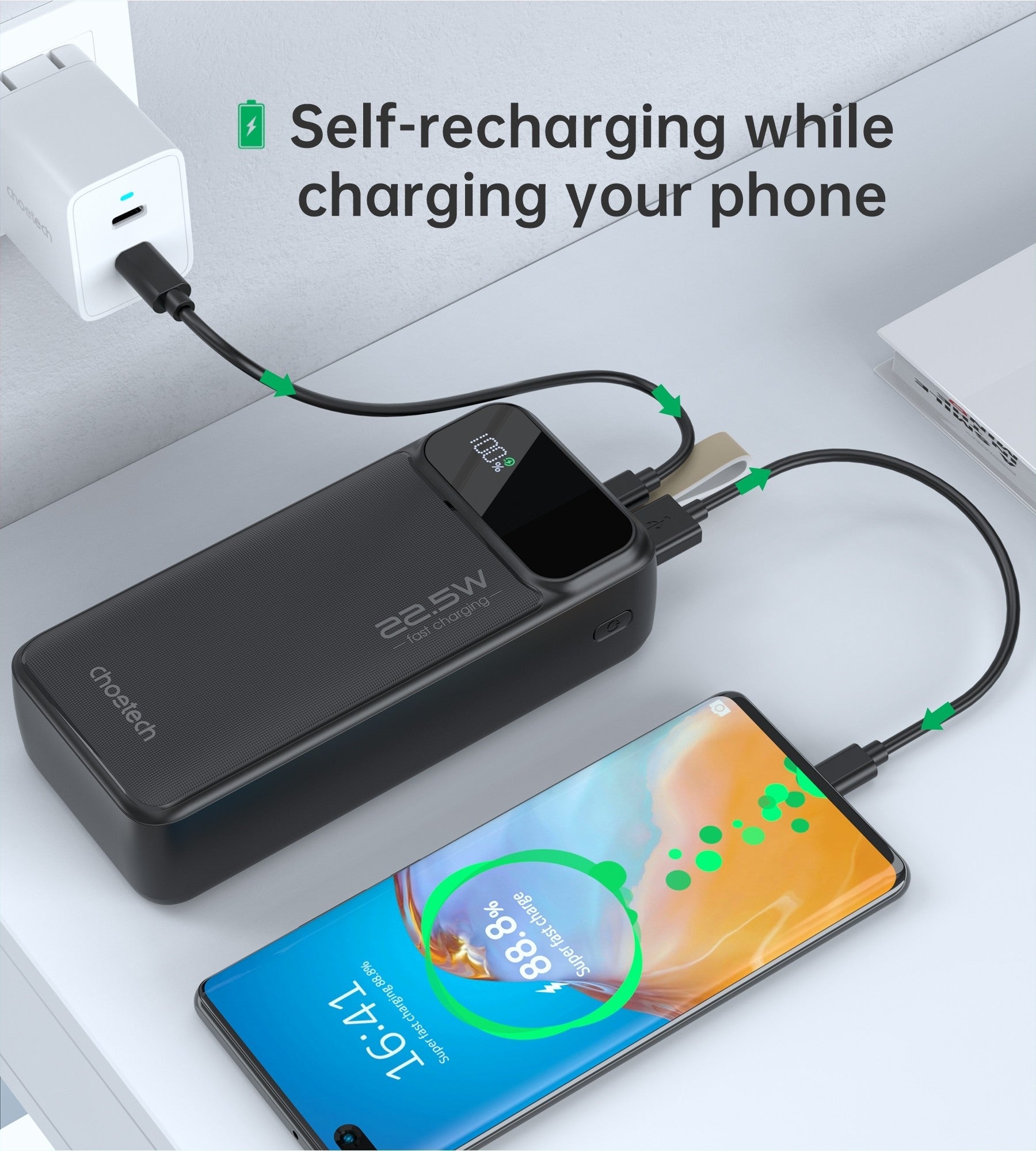 CHOETECH B730 30000mAh Power Bank PD22.5W with Digital Display - SuperSaverAU - view 7