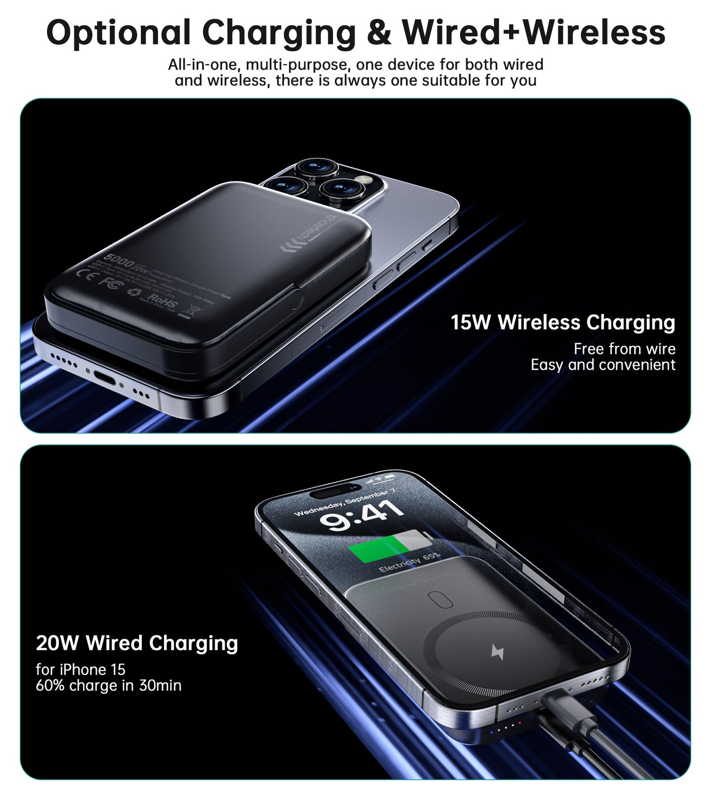 CHOETECH B743-BK 10000mAh PD20W Magnetic Power Bank with Holder Black - SuperSaverAU - view 11