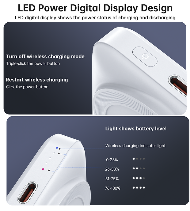 CHOETECH B743-WH 10000mAh PD20W Magnetic Power Bank with Holder White - SuperSaverAU - view 4