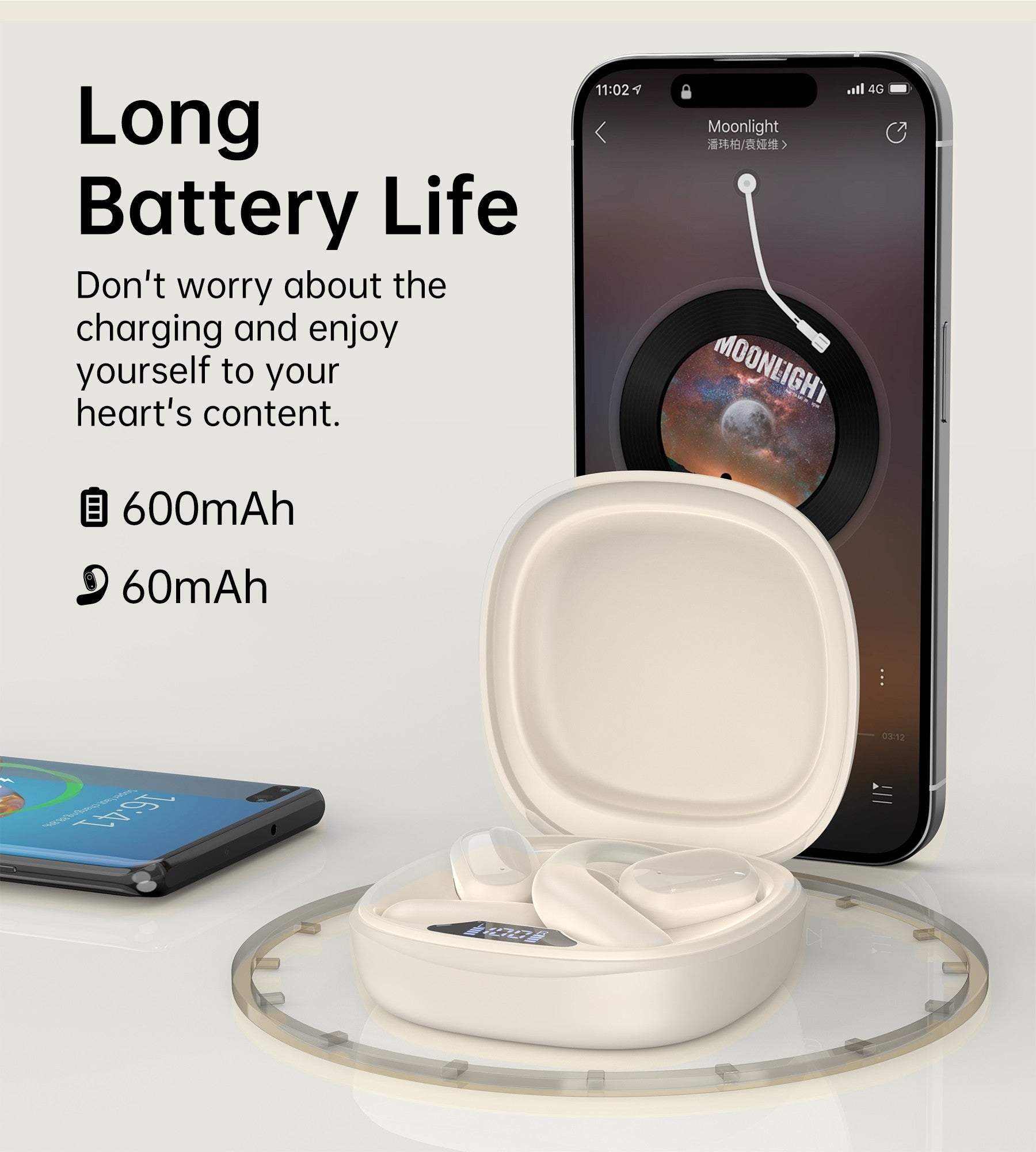 CHOETECH BH-T25 OWS Painless New Concept Bluetooth Earbuds V5.3 TWS White - SuperSaverAU - view 7