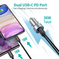 CHOETECH C0054-SL Dual Port PD 40W USB-C Car Charger Adapter Silver - SuperSaverAU - view 4