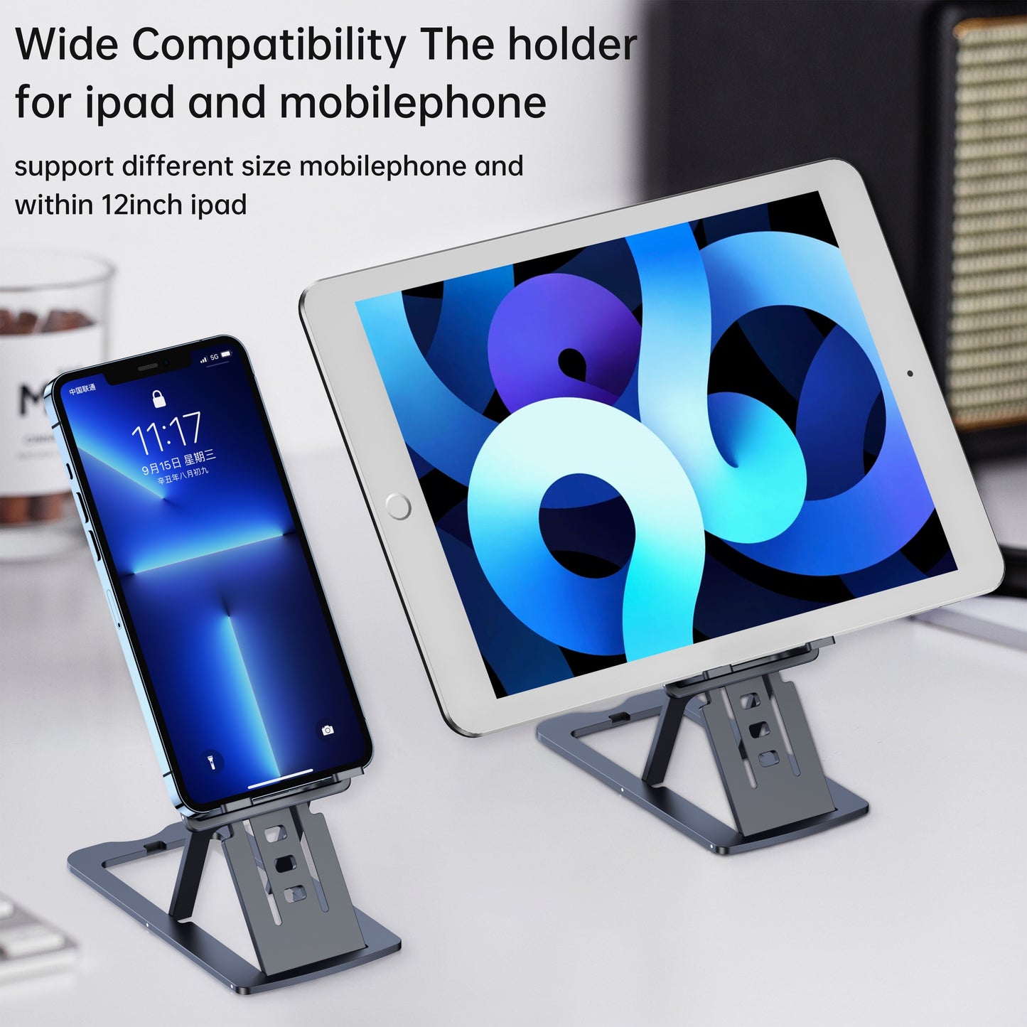CHOETECH Foldable Phone Holder for 4.7-7.9'' Devices, Adjustable Height, Compact