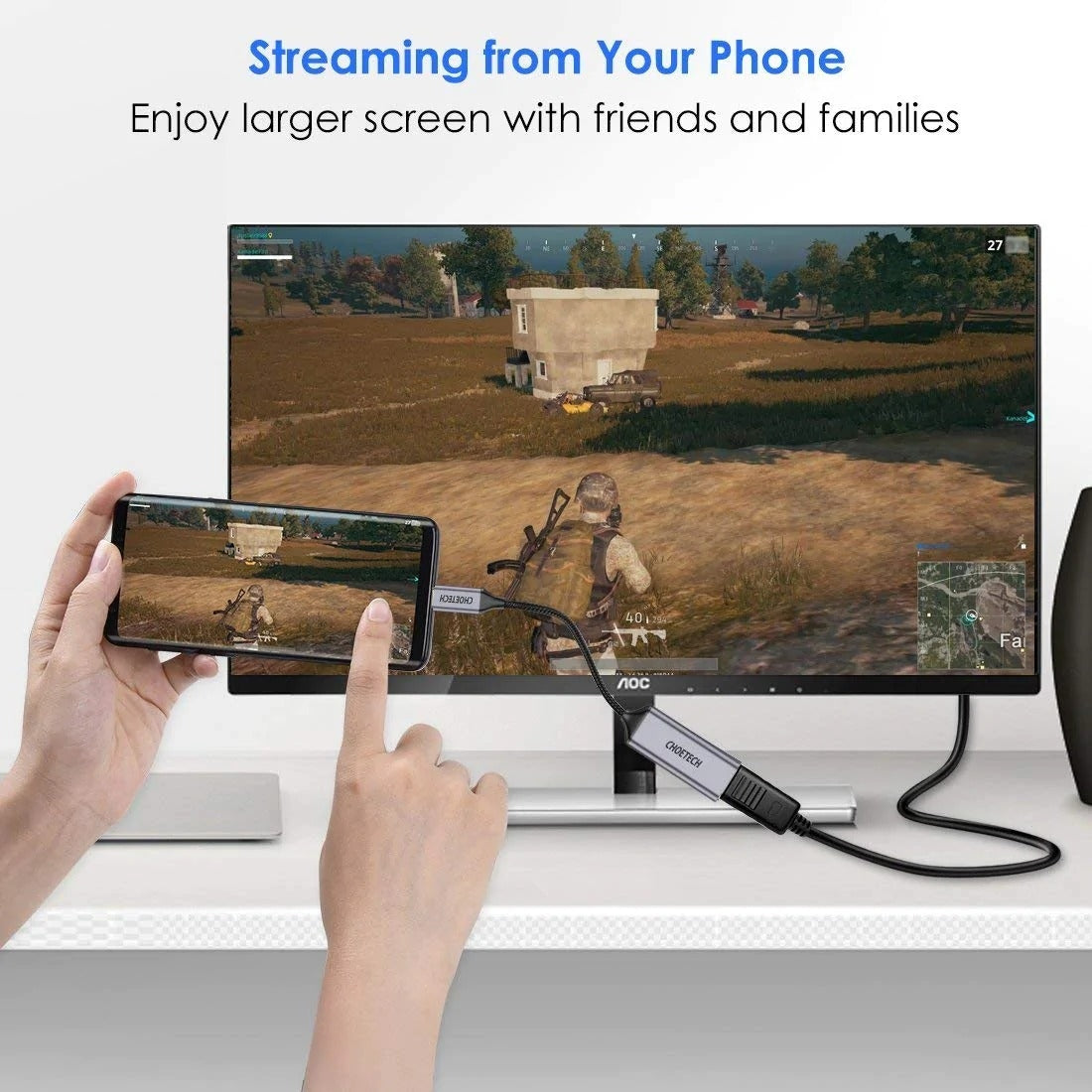 CHOETECH HUB-H10 USB-C To HDMI Braided Cable Adapter - SuperSaverAU - view 2