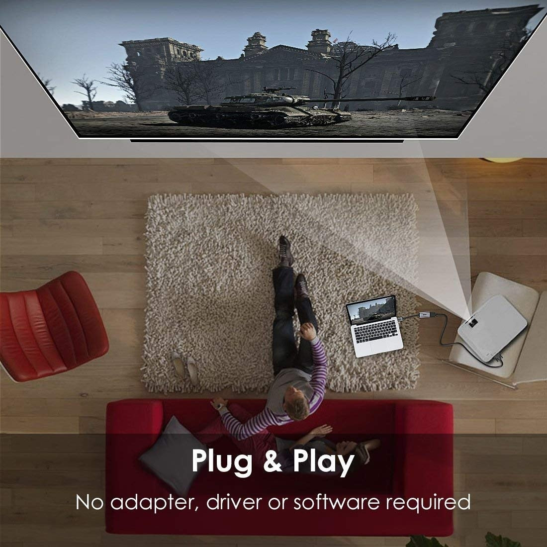 CHOETECH HUB-H10 USB-C To HDMI Braided Cable Adapter - SuperSaverAU - view 4
