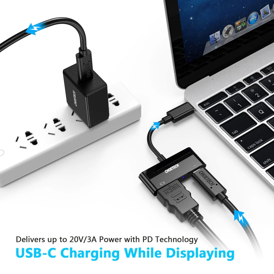 CHOETECH HUB-M03 USB-C To HDMI Adapter(4K@60hz) with 60W PD Charging Port - SuperSaverAU - view 3