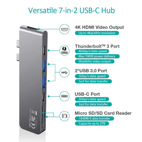 CHOETECH HUB-M14 USB-C  7 in 1 Expand Docking Station Hub for MacBook Pro - SuperSaverAU - view 2