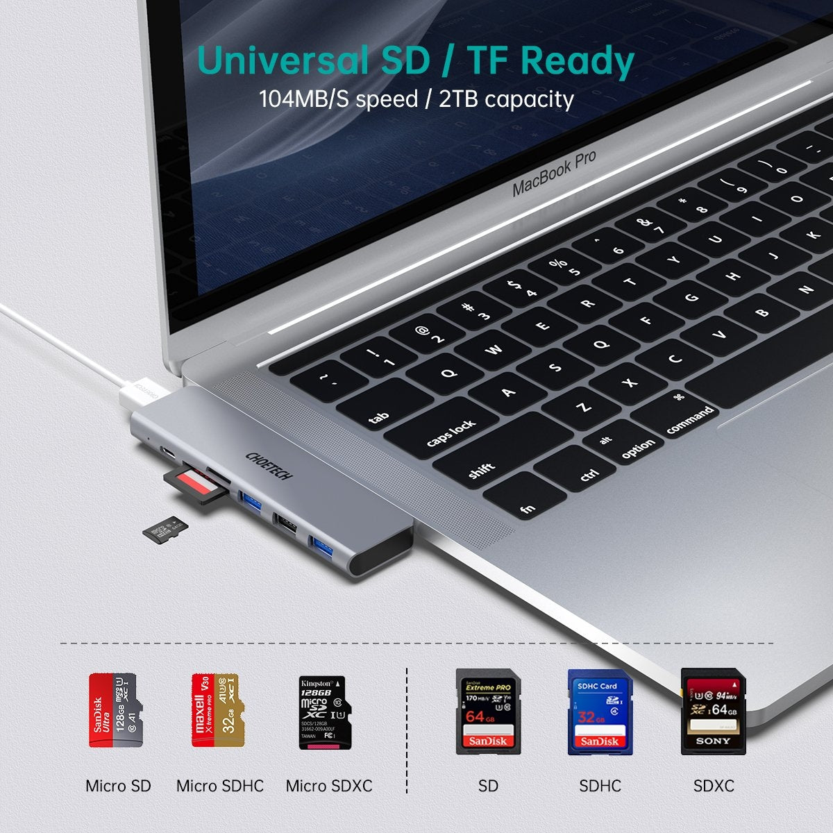 CHOETECH HUB-M23 7-in-1 MacBook Pro USB-C Adapter