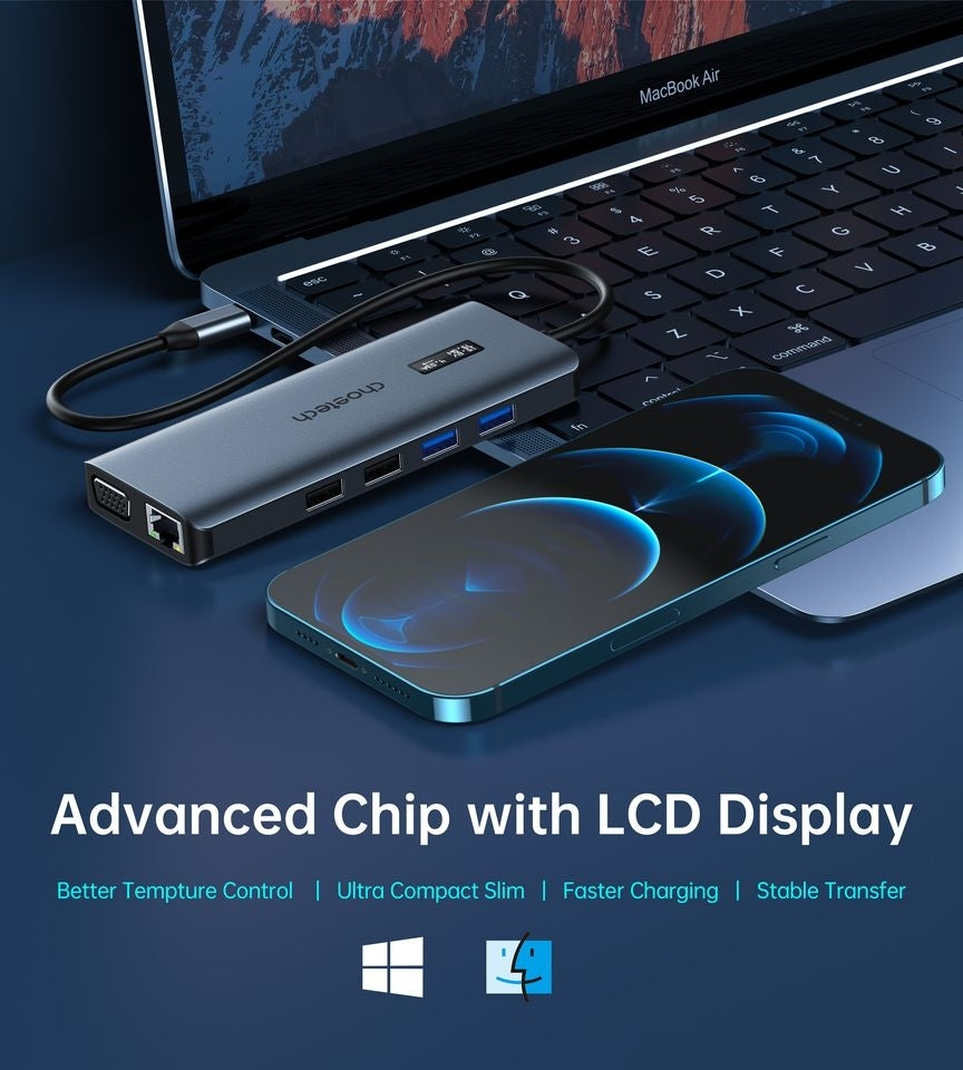 CHOETECH 12-in-1 USB-C Multiport Adapter with 4K HDMI, 100W PD Charging - SuperSaverAU - view 3