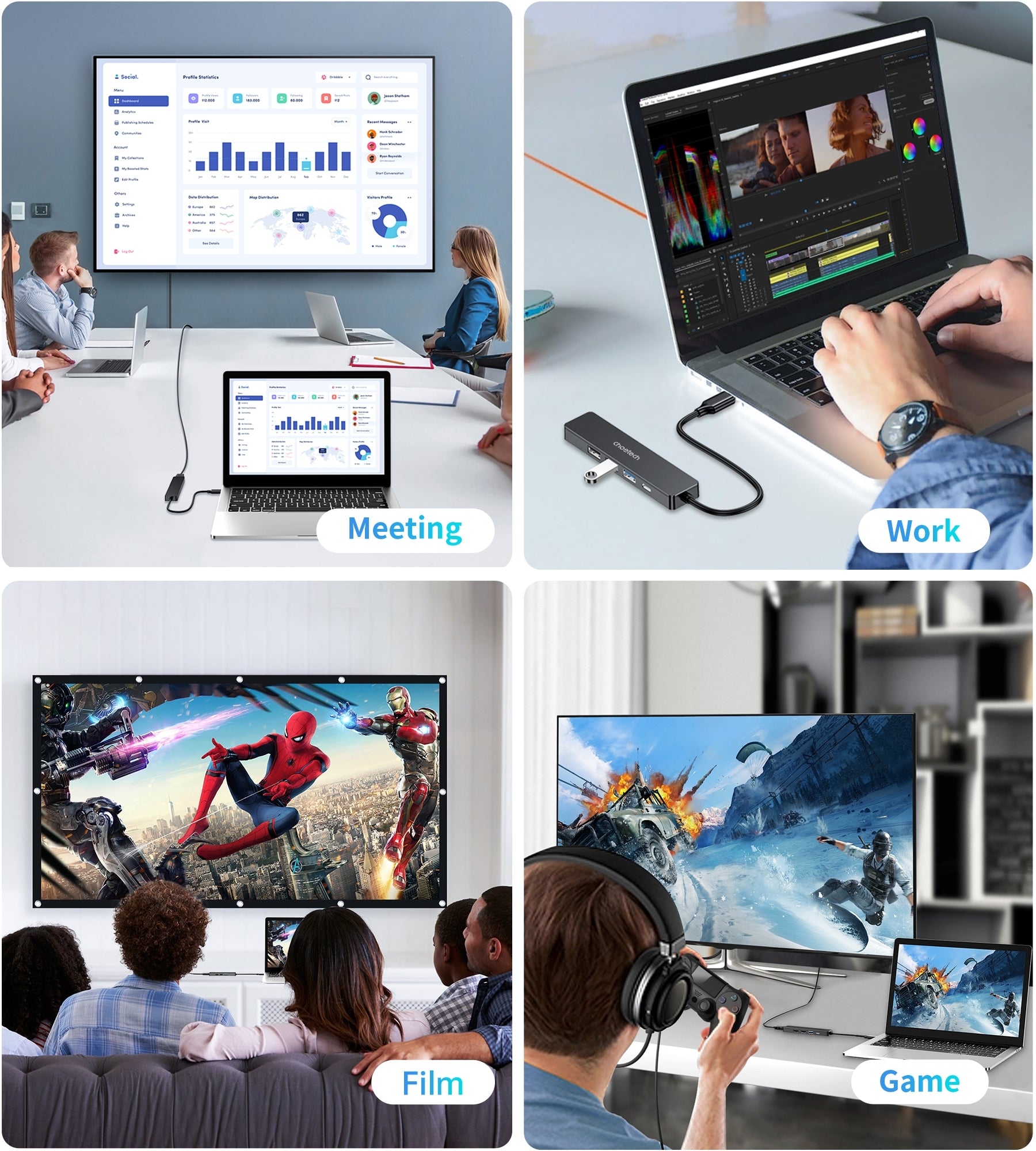 CHOETECH HUB-M80 Hub 5-in-1 Multifunctional Hub - SuperSaverAU - view 7