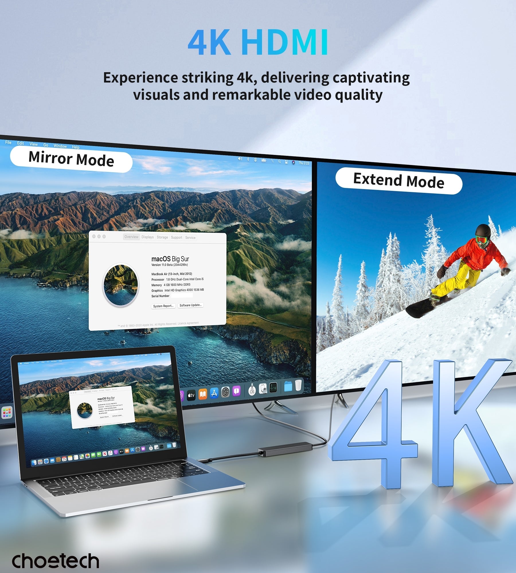 CHOETECH HUB-M80 Hub 5-in-1 Multifunctional Hub - SuperSaverAU - view 8