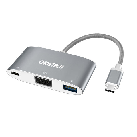CHOETECH 3-in-1 USB-C to VGA & USB Multiport Adapter, 1080p, Compact Design - SuperSaverAU - view 1