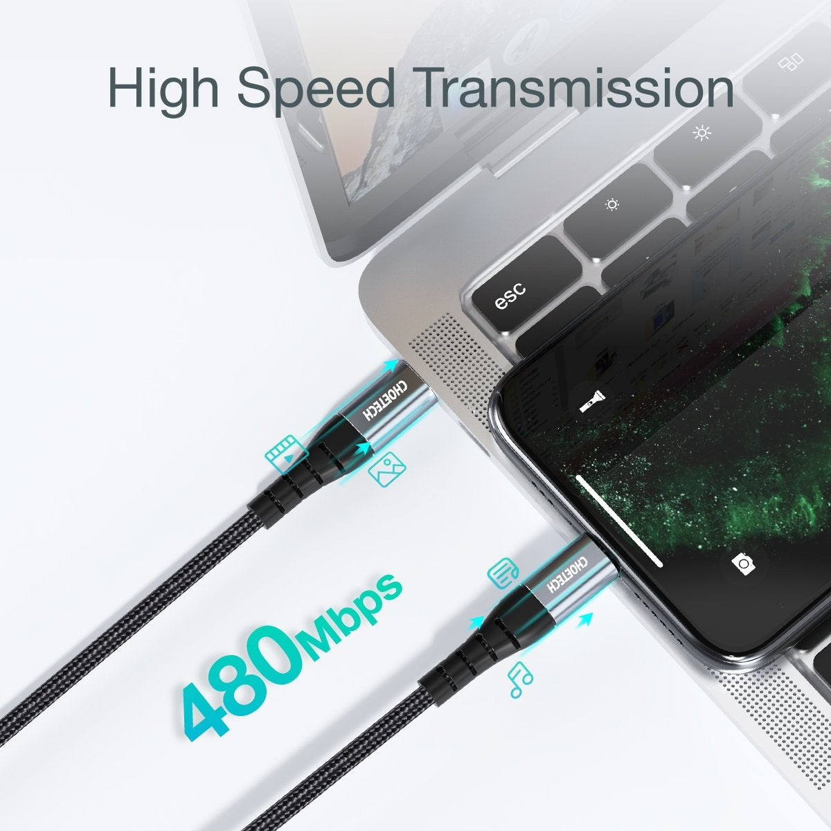 CHOETECH IP0041 USB-C To iPhone MFi Certified Cable 2M - SuperSaverAU - view 4