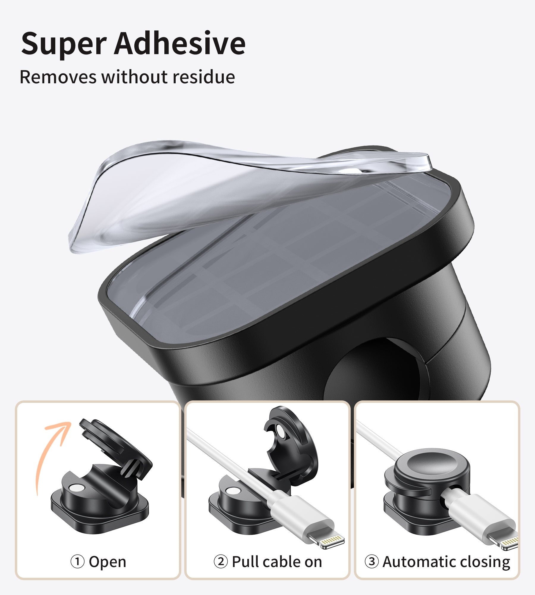 CHOETECH MCC001-BK 6 Pack Professional grade Magnetic Lock Cord Holder Clips Black - SuperSaverAU - view 4