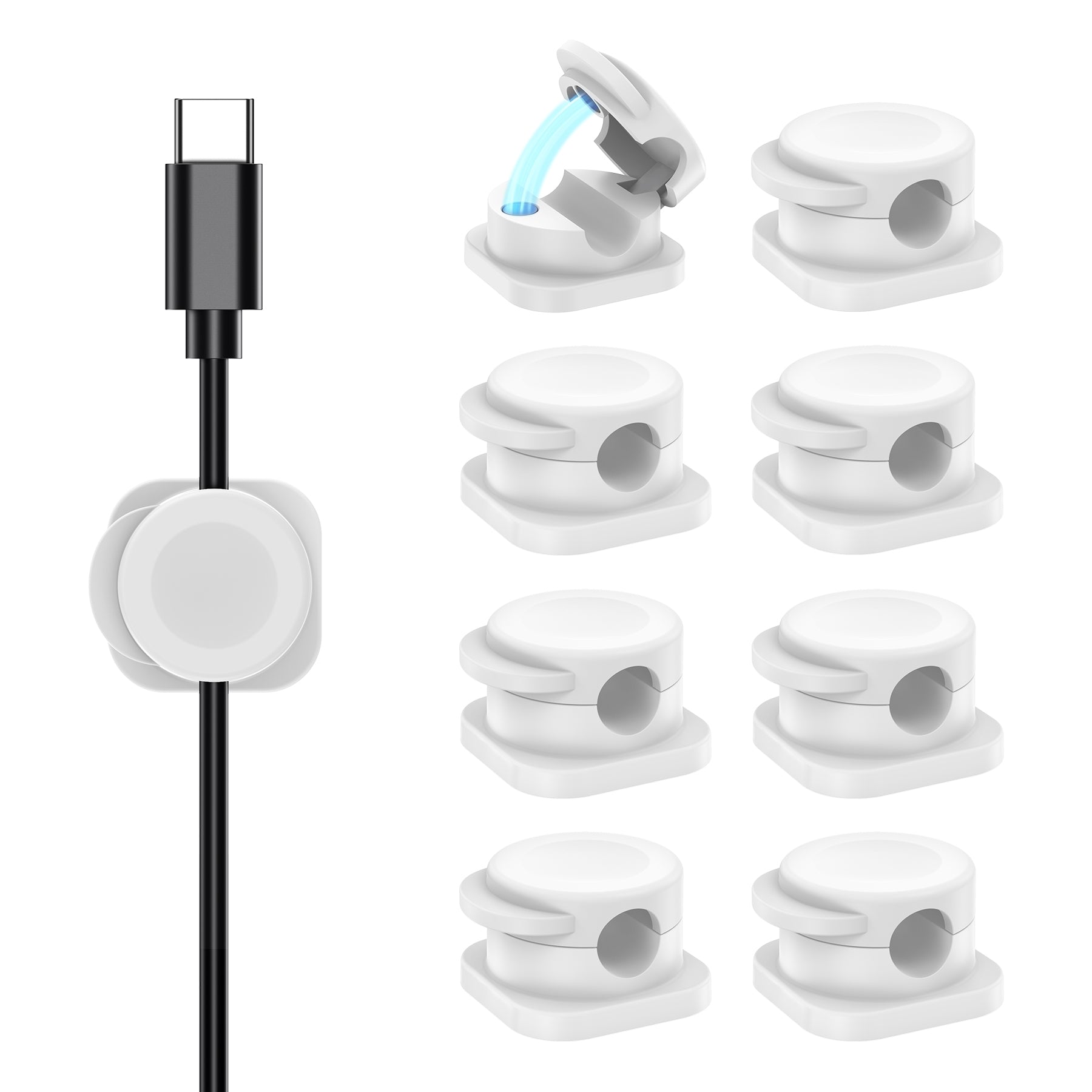 CHOETECH MCC001-WH 6 Pack Professional grade Magnetic Lock Cord Holder Clips White - SuperSaverAU - view 1