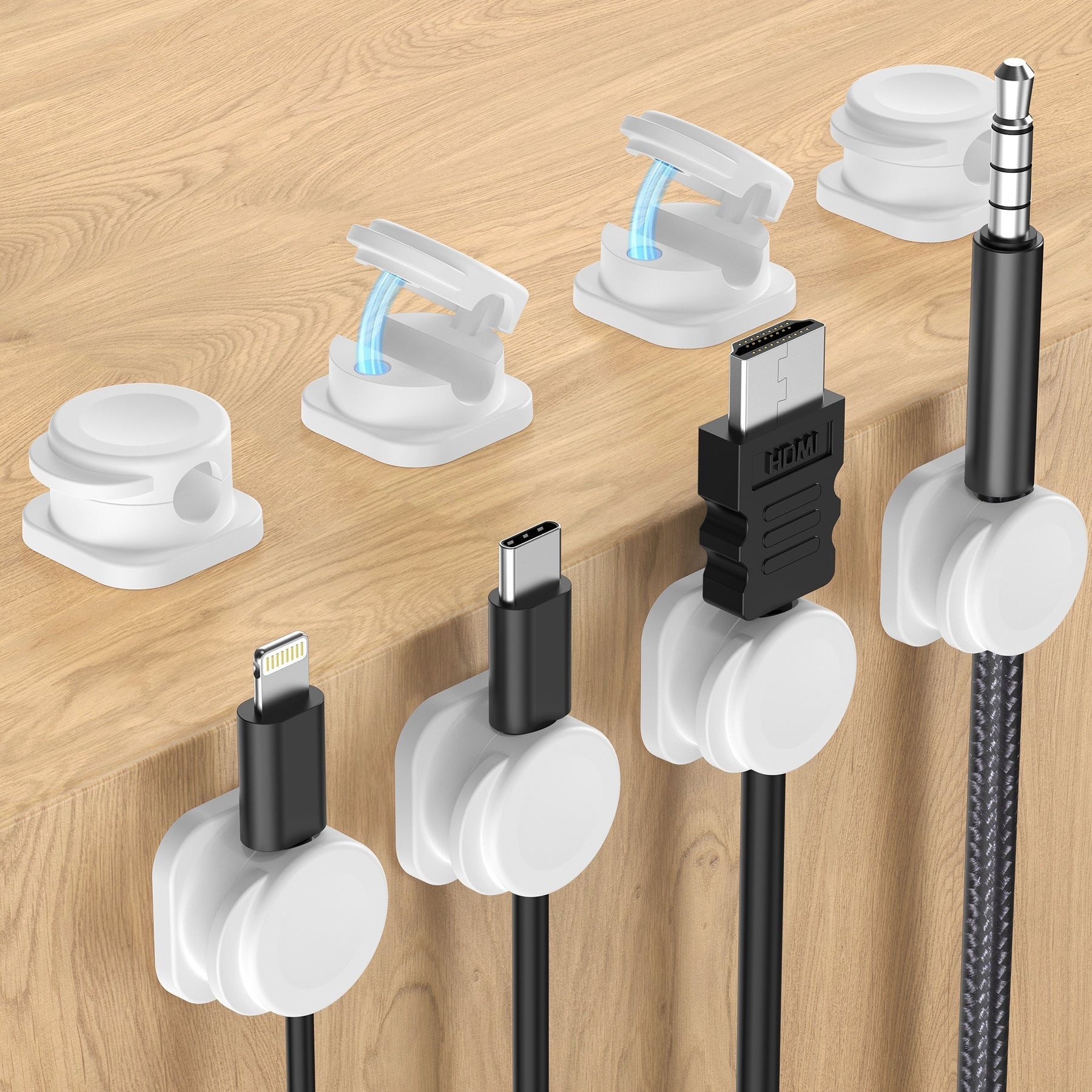 CHOETECH MCC001-WH 6 Pack Professional grade Magnetic Lock Cord Holder Clips White - SuperSaverAU - view 2