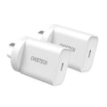 CHOETECH MIX00109 USB-C PD 20W AC Charger Adapter 2-Pack - White