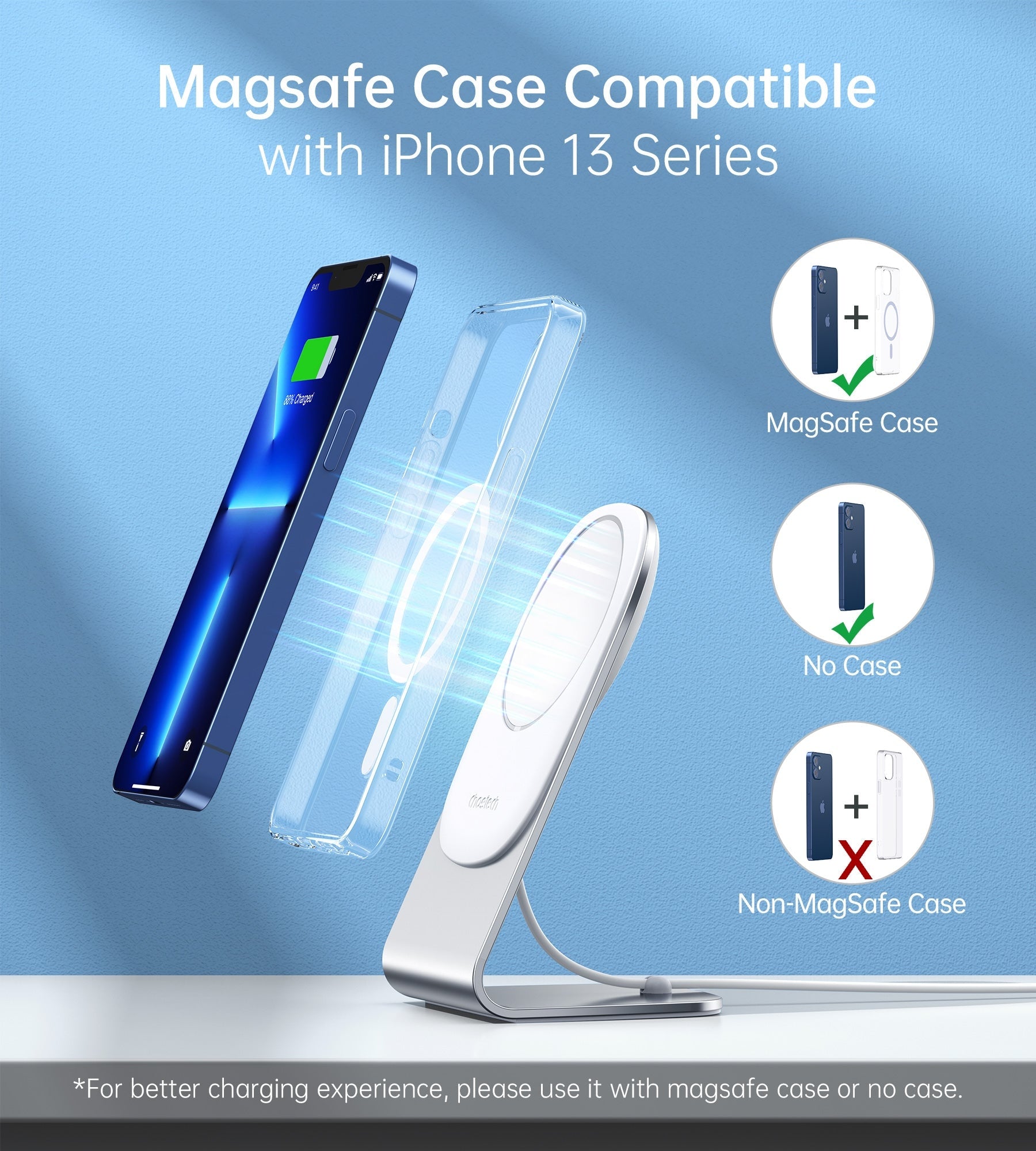 CHOETECH MIX00117SL Magasafe Fast Wireless Charger Stand Holder For iPhone 13/12 (H047+T517) - SuperSaverAU - view 8