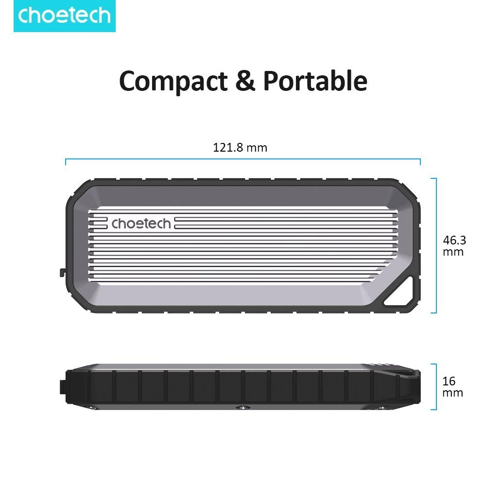 CHOETECH MSE004-GY USB3.2 Chips M.2 NVME / SATA SSD Protocol 10Gbps Transfer Speed Enclosure with IP65 water-Proof and Dust -Proof (Support 8TB Max) - SuperSaverAU - view 5