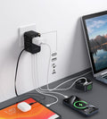 CHOETECH PD5022 70W EU/US/AUS/UK Travel Adapter with Built-in USB-C Cable - Black - SuperSaverAU - view 4