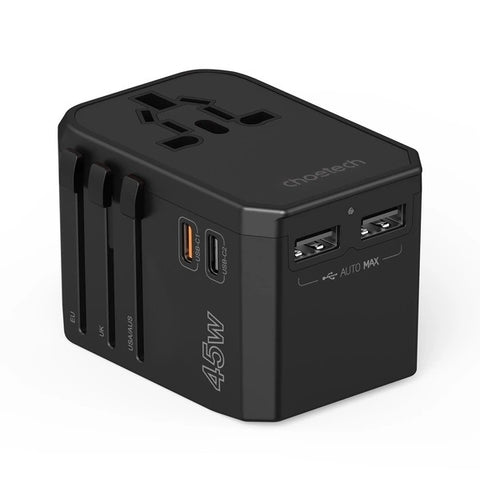Choetech 45W GaN Travel Adapter with 2C+2A Ports and Global Plugs - SuperSaverAU - view 1