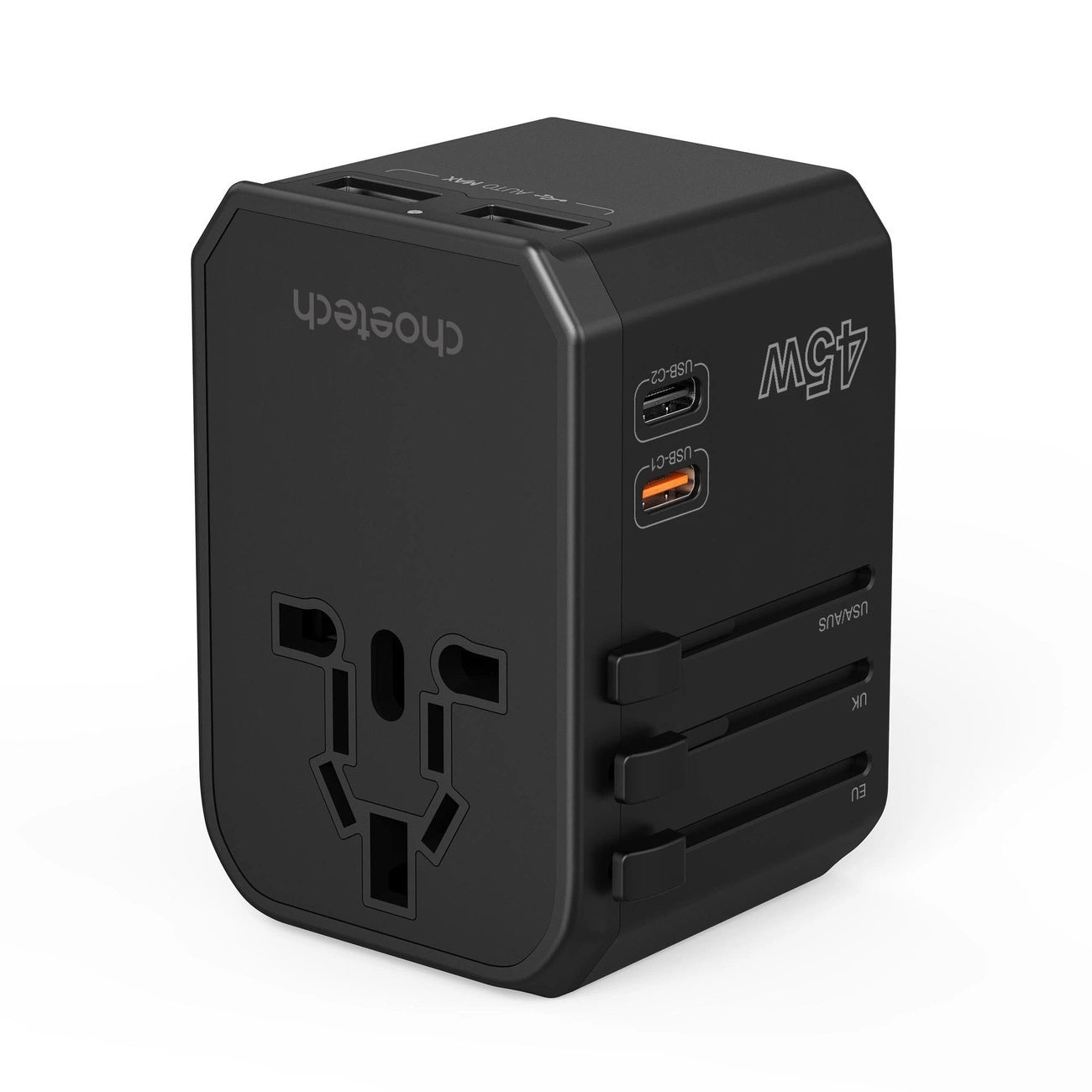 Choetech 45W GaN Travel Adapter with 2C+2A Ports and Global Plugs